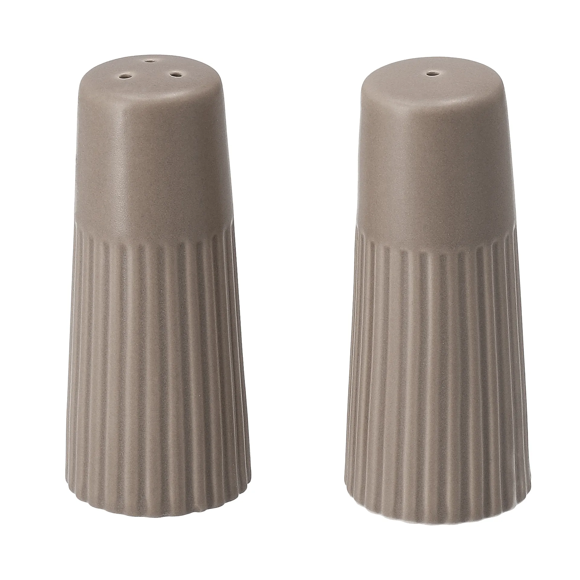 Edge salt & pepper shakers, 2 pieces, Taupe, Ø3.8x8.7 cm Scandi Living