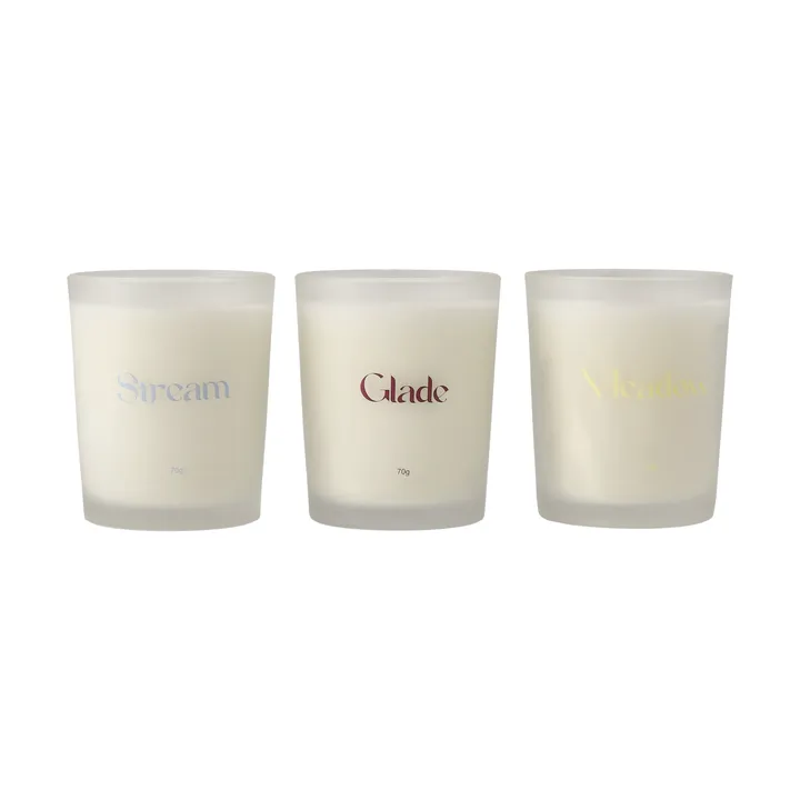 Gift wrap scented candle 70g 3-pack - Stream/Glade/Meadow - Scandi Living