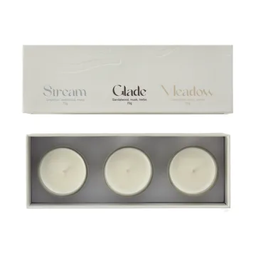 Gift wrap scented candle 70g 3-pack - Stream/Glade/Meadow - Scandi Living