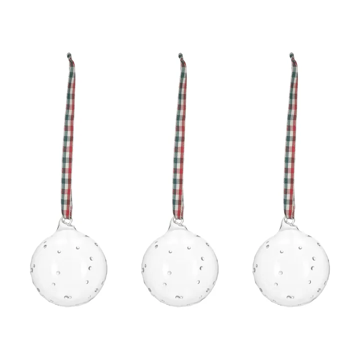 Grace Christmas bauble with bow 3-pack - White - Scandi Living