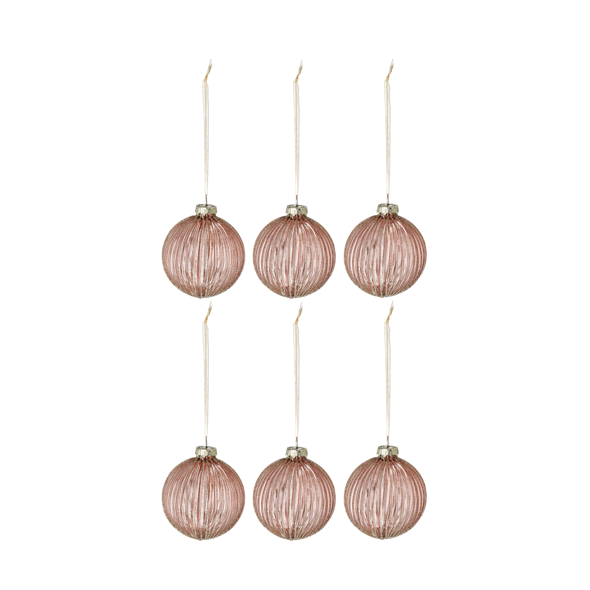 Holiday baubles 6-pack, Rose gold Scandi Living