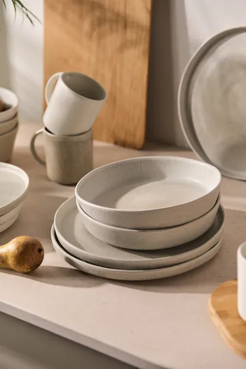 Sandsbro pasta plate light grey, Ø23 cm, 8-pack - Scandi Living