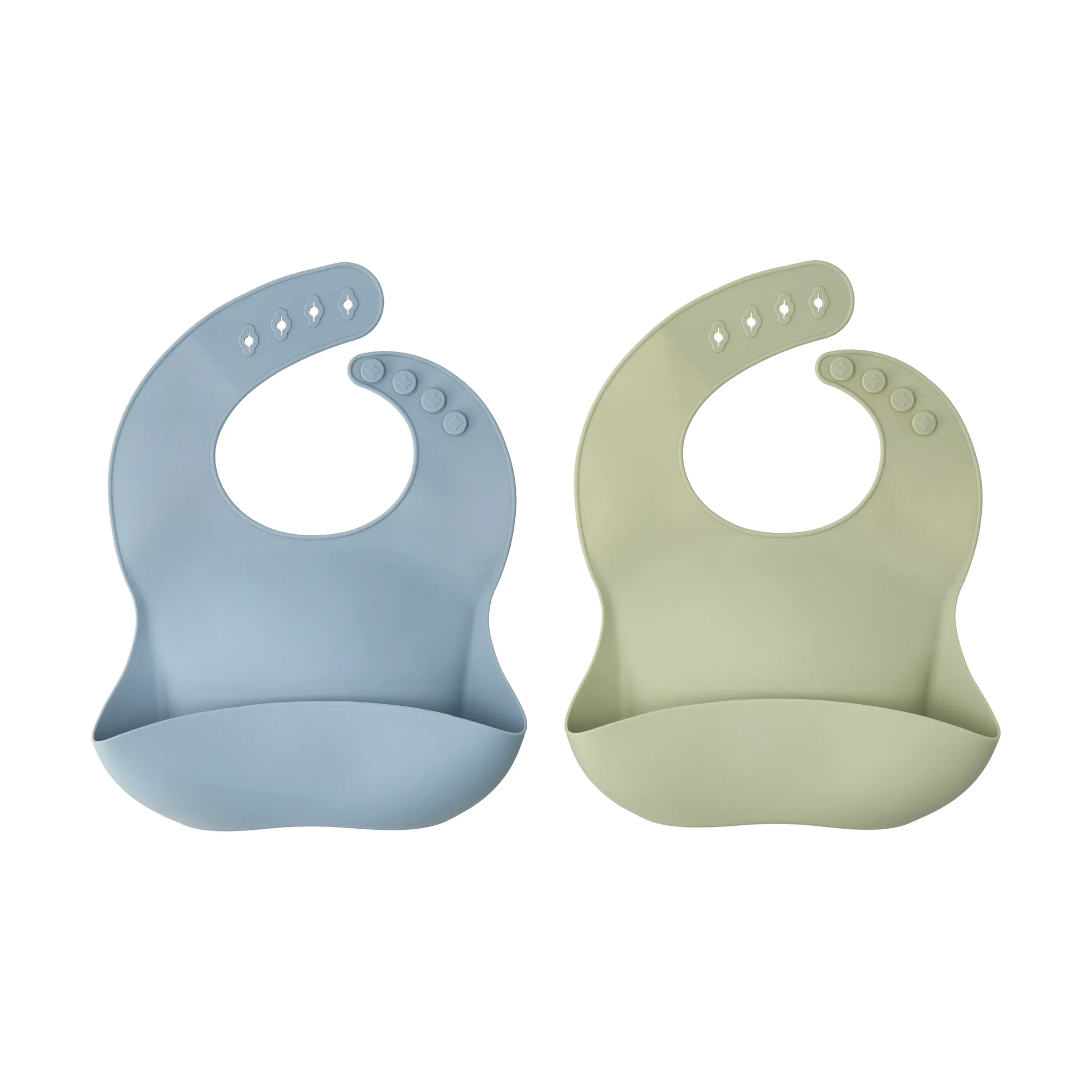 Silly bib silicone 2-pack, Green-Blue Scandi Living