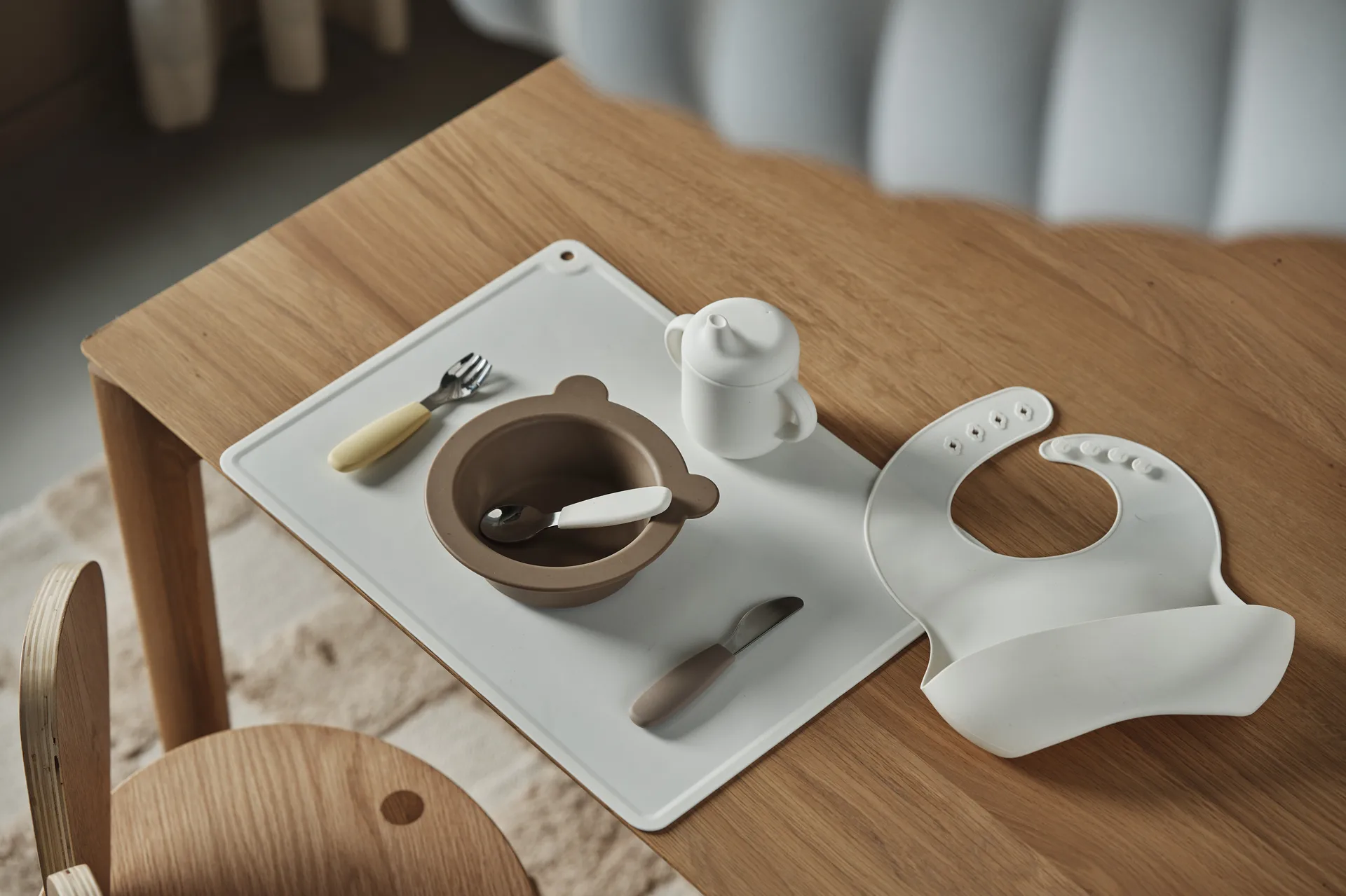 Silly bib silicone 2-pack, Vanilla-hazelnut Scandi Living