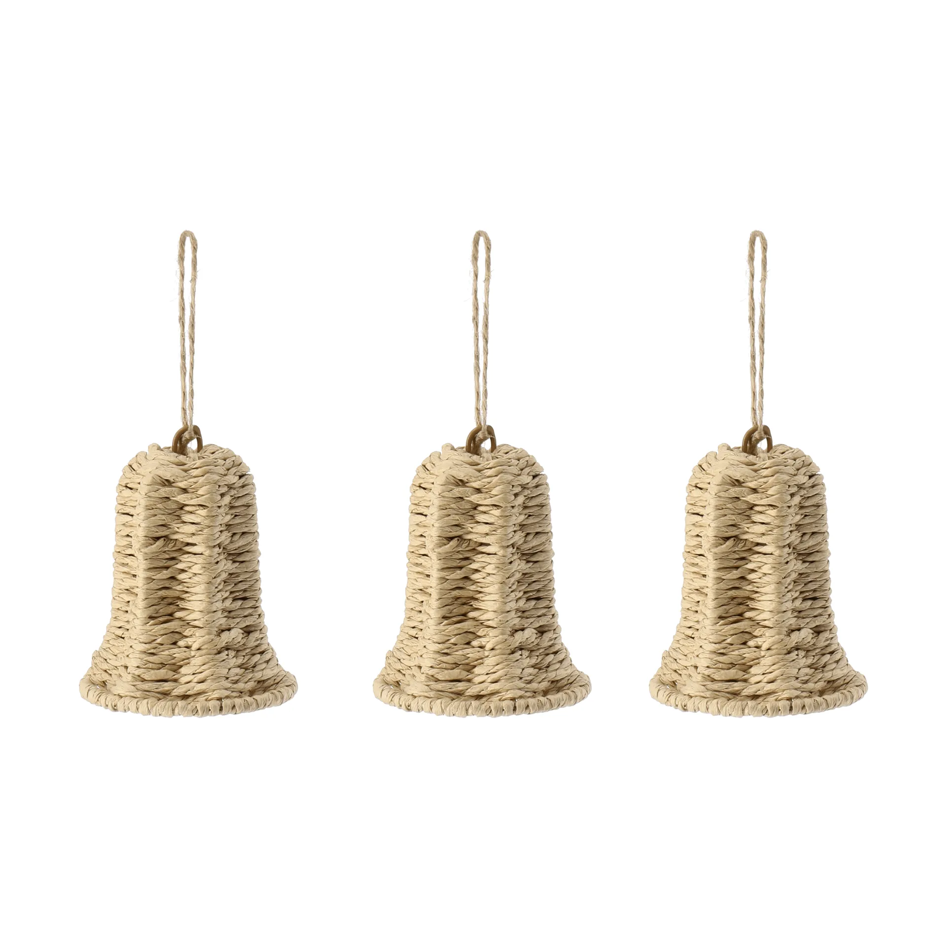 Twine Christmas tree ornament bell 3-pack, Natural Scandi Living