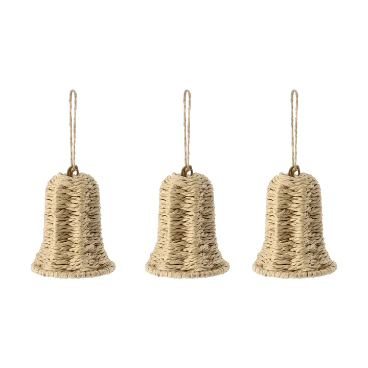 Twine Christmas tree ornament bell 3-pack - Natural - Scandi Living