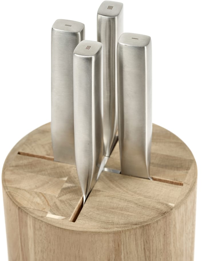 Base knife set with knife block, 5 pieces, Wood-steel grey Serax