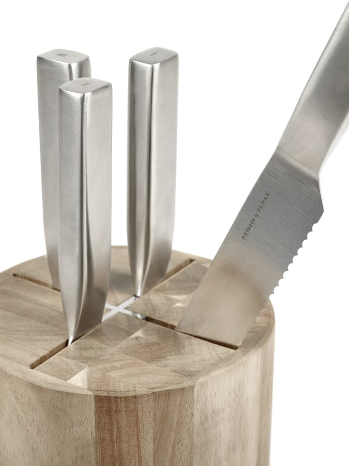 Base knife set with knife block, 5 pieces, Wood-steel grey Serax