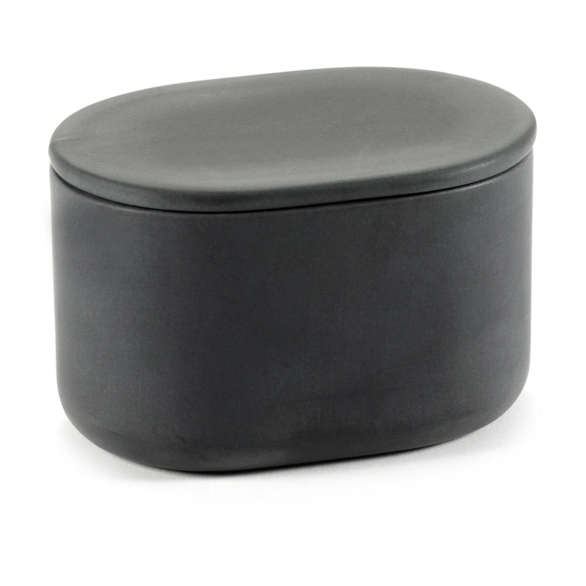 Cose storage jar oval with lid high S 6.5x10.2 cm, Dark grey Serax