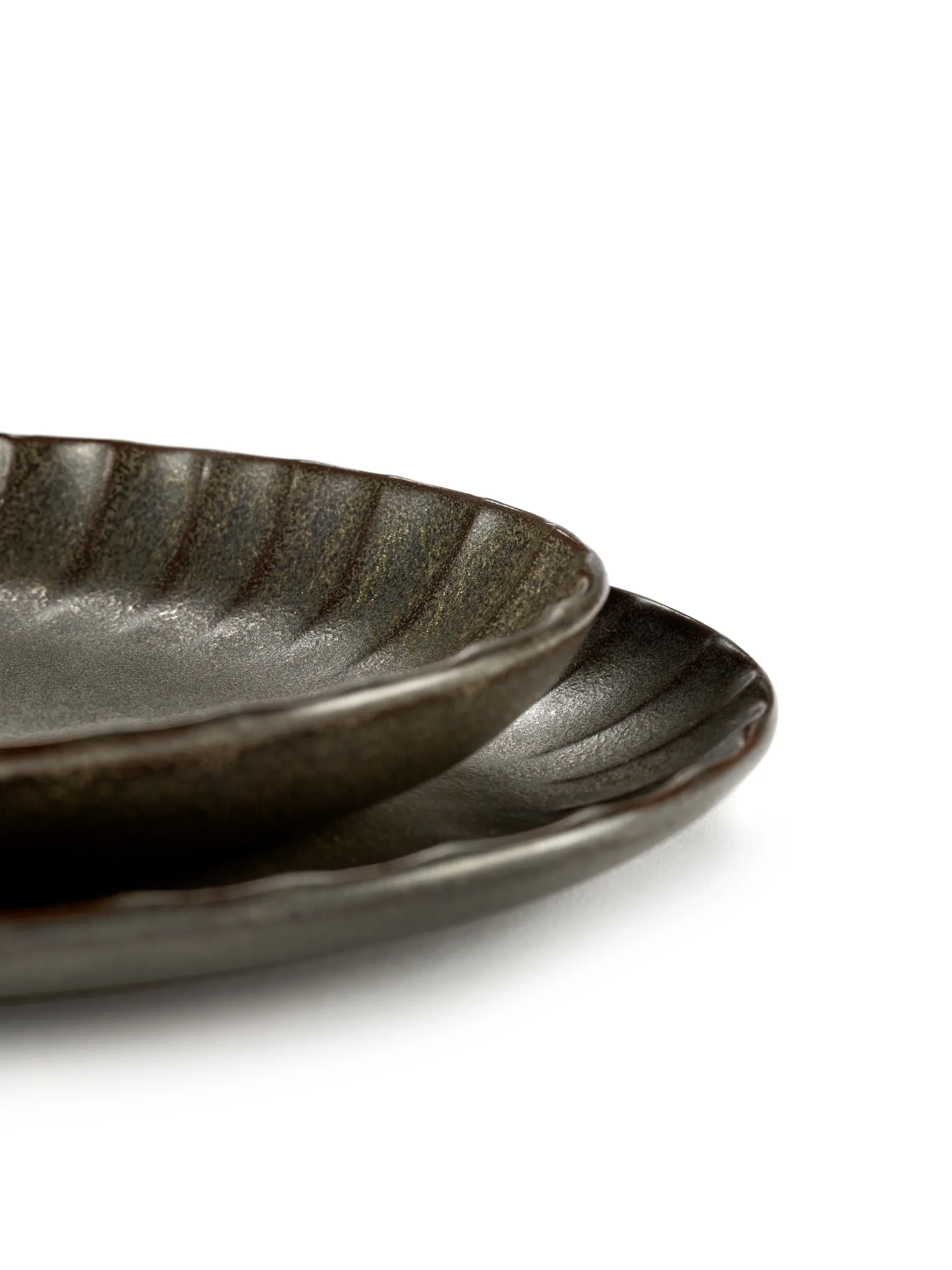 Inku oval serving bowl M 15.4x22 cm, Green Serax