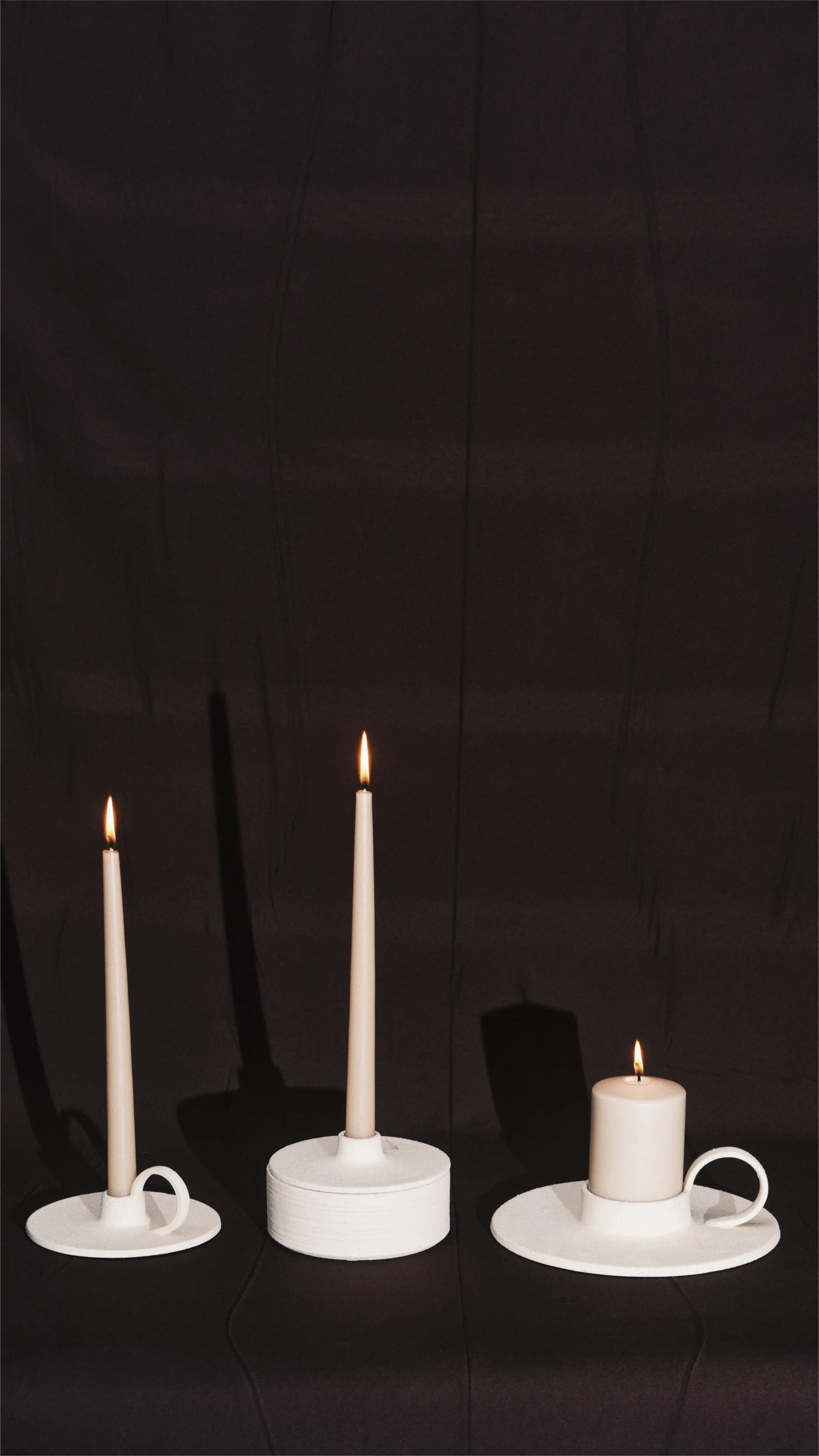 Mira candlestick L, Beige Serax