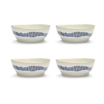 Ottolenghi Feast bowl L Ø17 cm 4-pack - White-stripes blue - Serax