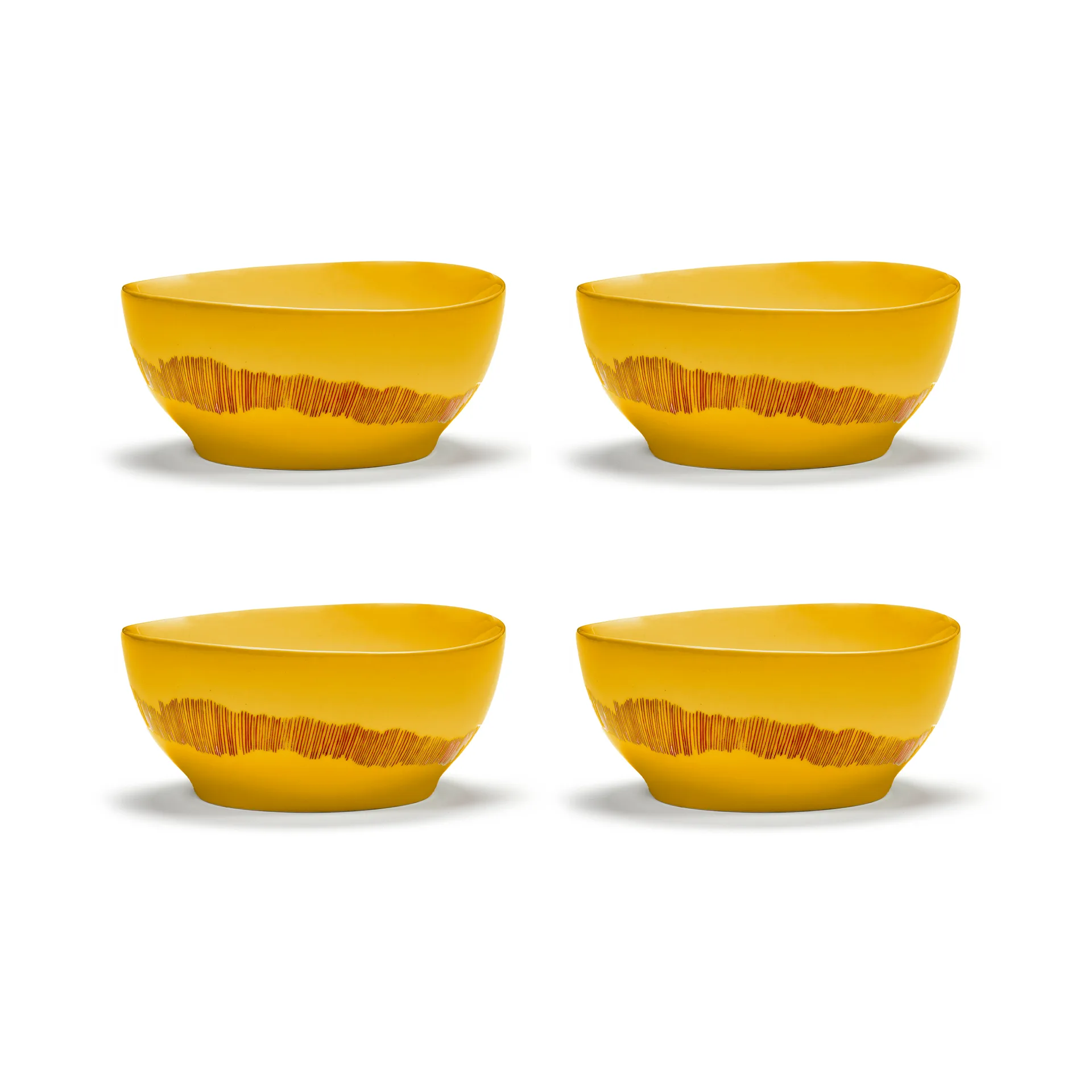 Ottolenghi Feast bowl S Ø15 cm 4-pack, Yellow stripes red Serax