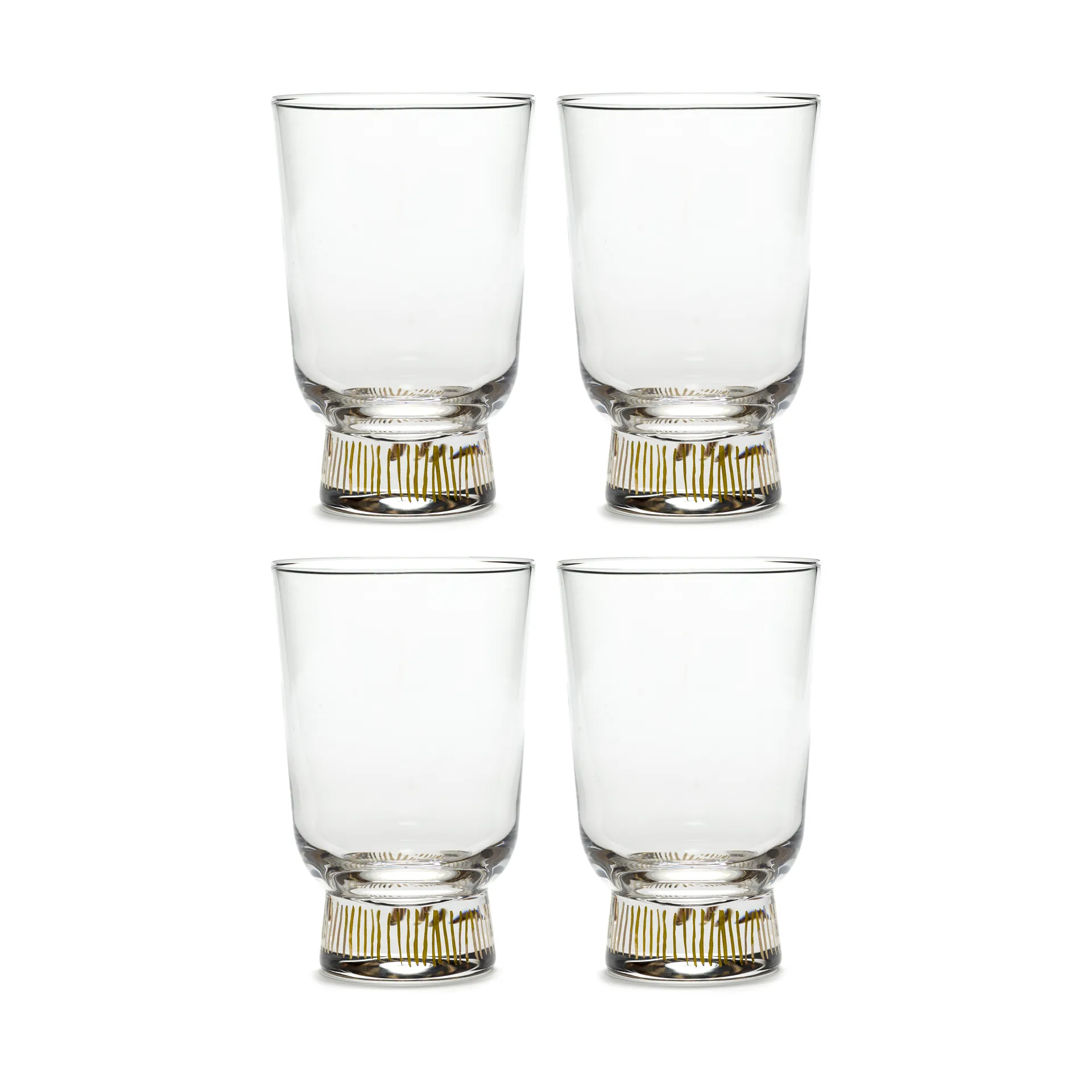 Ottolenghi Feast drinking glass 33 cl 4-pack, Stripes gold Serax