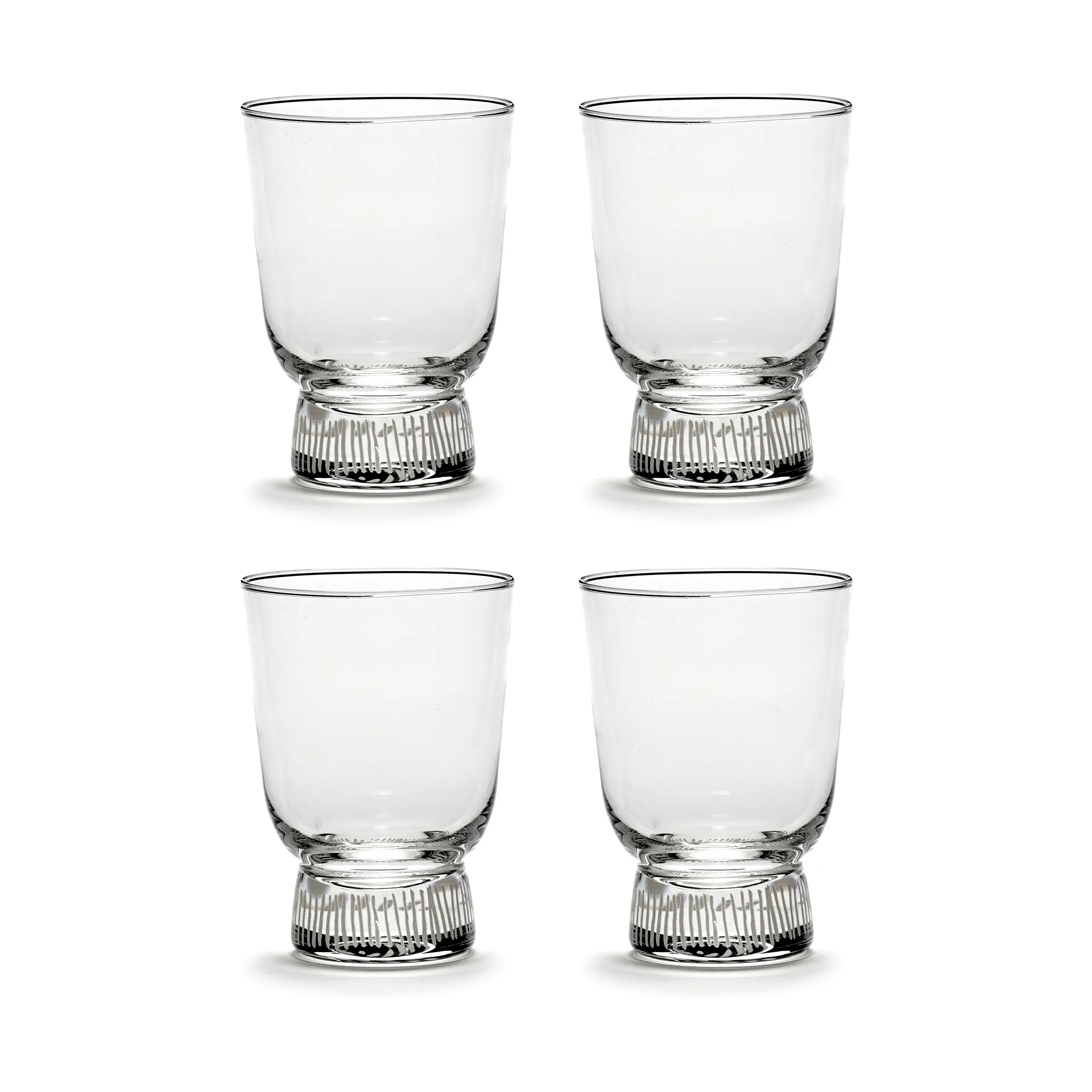 Ottolenghi Feast drinking glass 33 cl 4-pack, Stripes sandblasted Serax