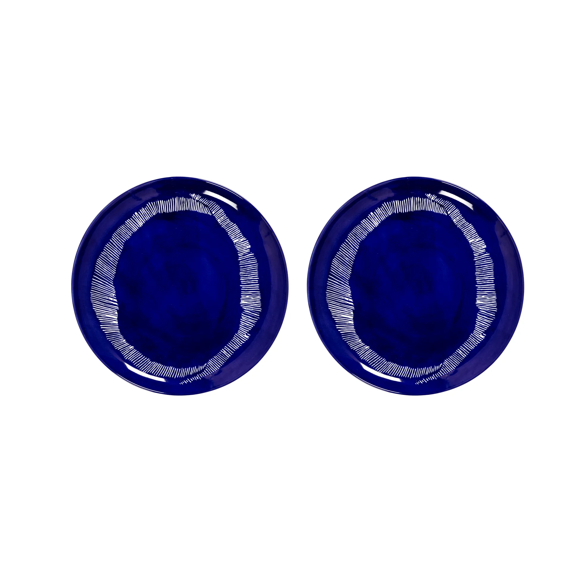 Ottolenghi Feast plate L Ø26,5 cm 2-pack, Dark blue stripes-white Serax