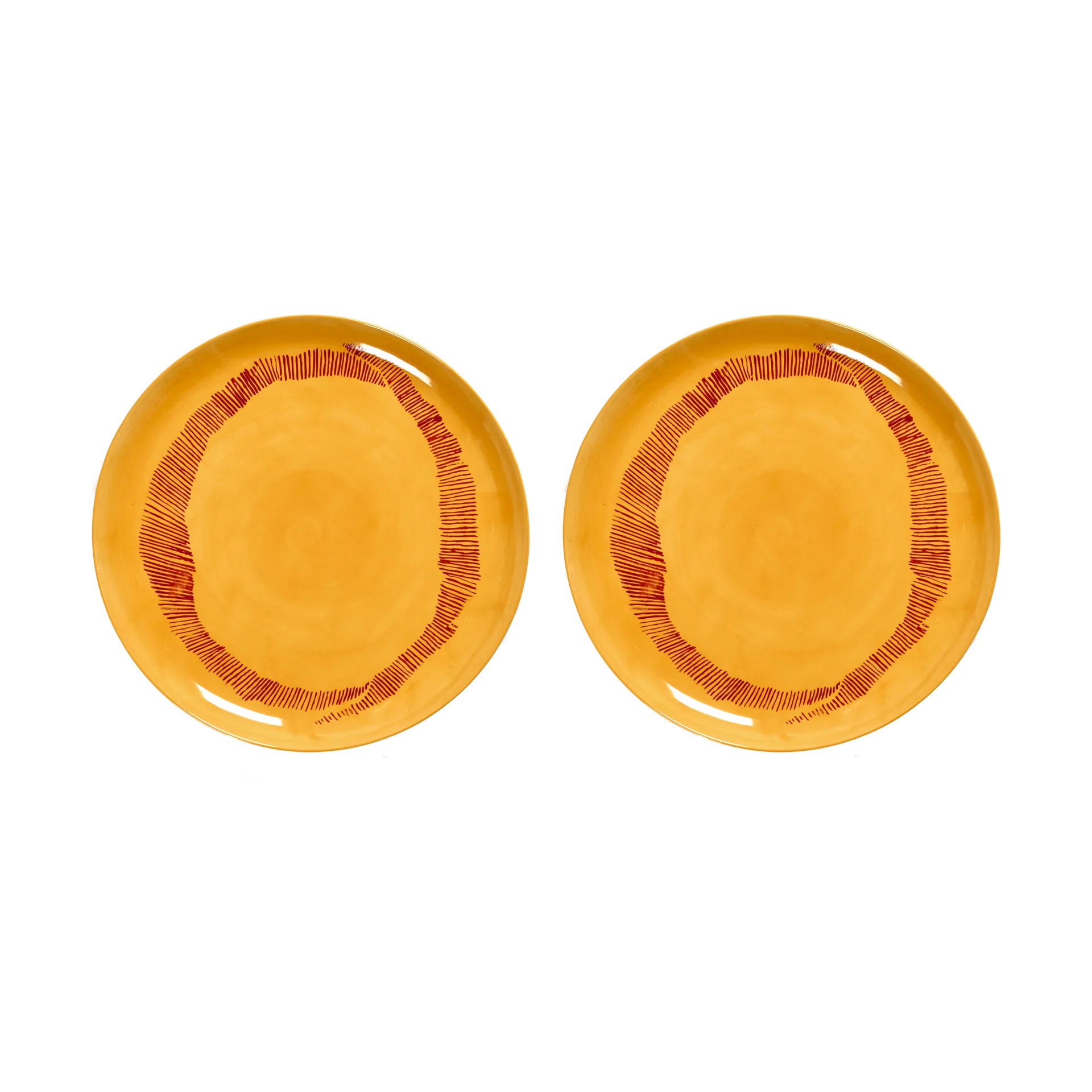 Ottolenghi Feast plate L Ø26,5 cm 2-pack, Yellow stripes-red Serax
