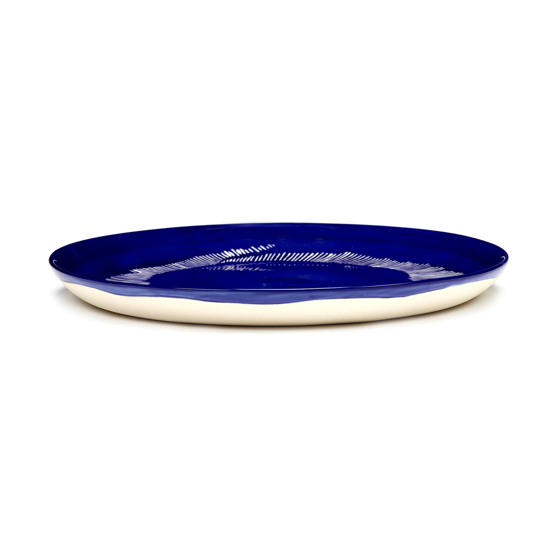 Ottolenghi Feast plate M Ø22,5 cm 2-pack, Dark blue stripes-white Serax