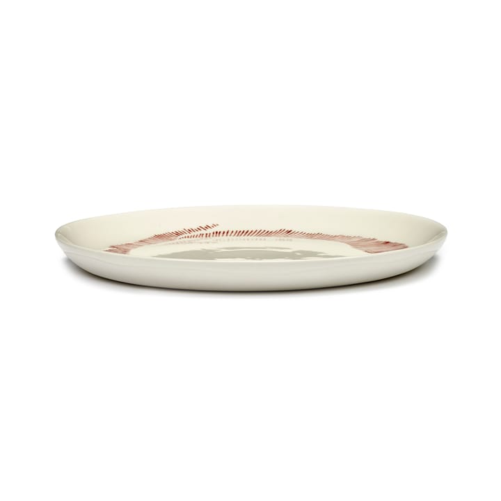 Ottolenghi Feast plate M Ø22,5 cm 2-pack, White stripes-red Serax
