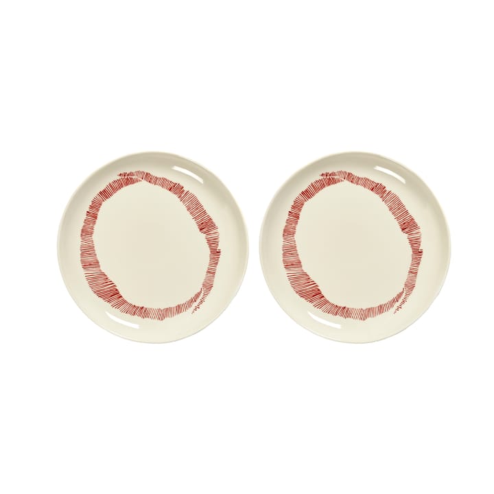Ottolenghi Feast plate S Ø19 cm 2-pack - White stripes-red - Serax