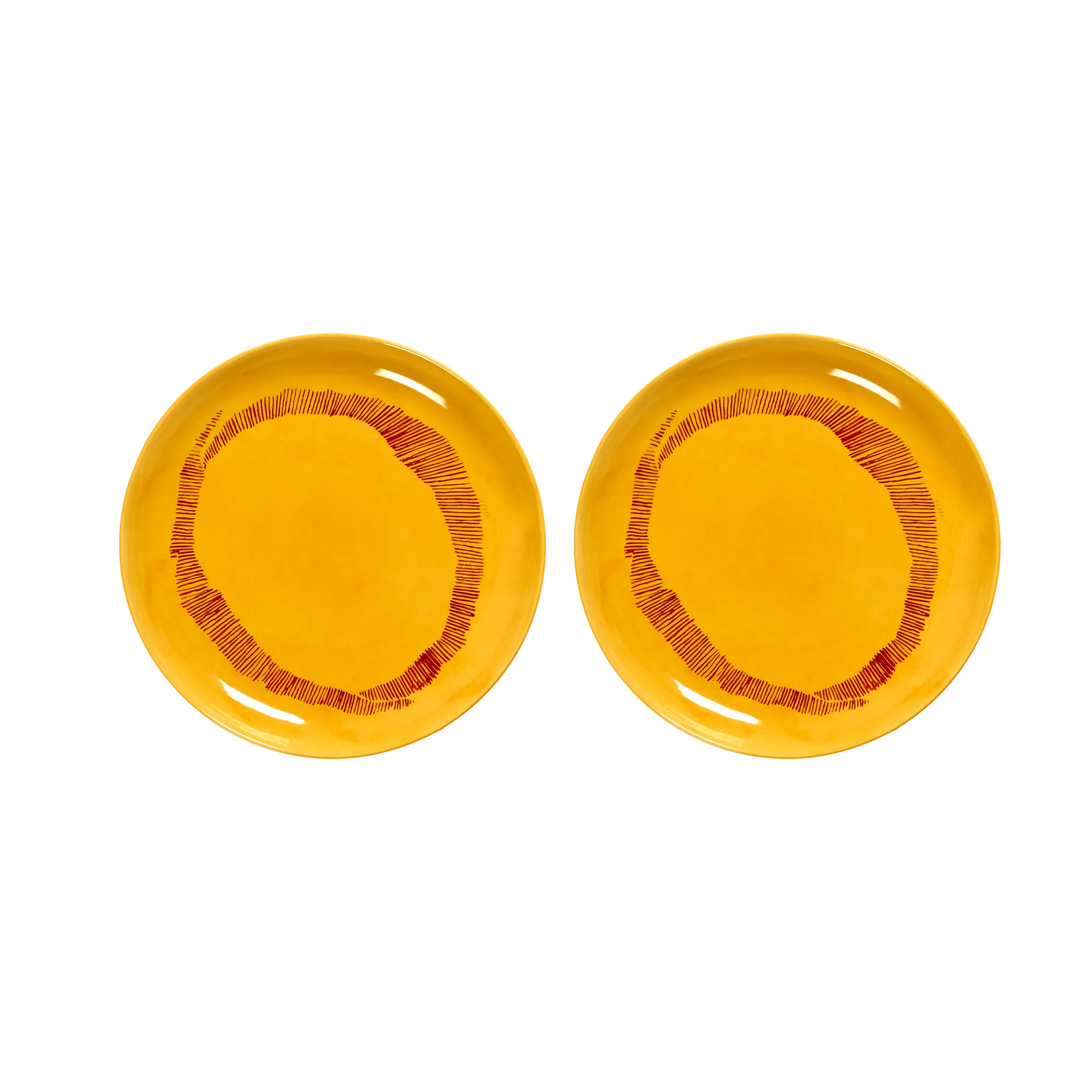 Ottolenghi Feast plate S Ø19 cm 2-pack, Yellow stripes-red Serax