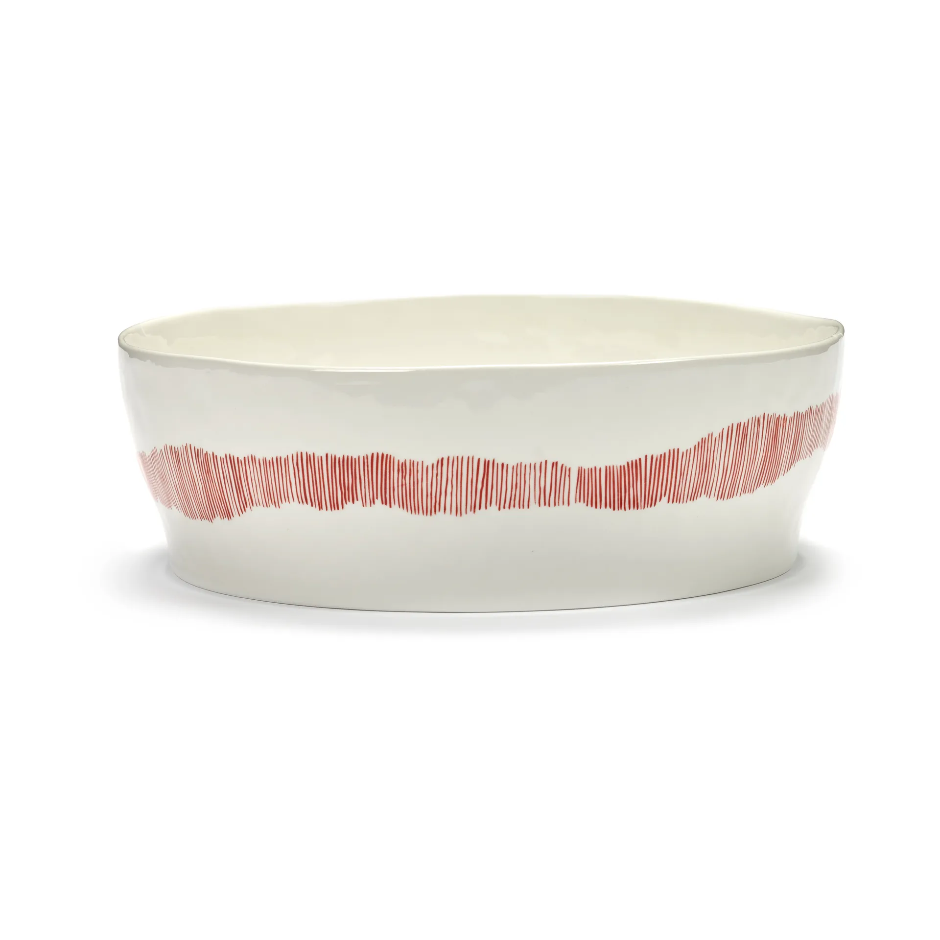 Ottolenghi Feast salad bowl Ø27,5 cm, White stripes-red Serax
