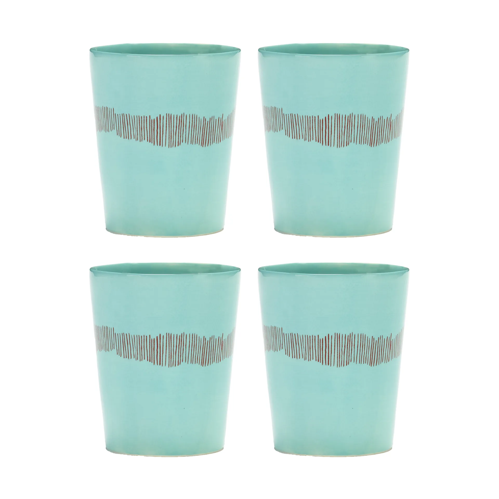 Ottolenghi Feast tea cup 33 cl 4-pack, Azure stripes-red Serax
