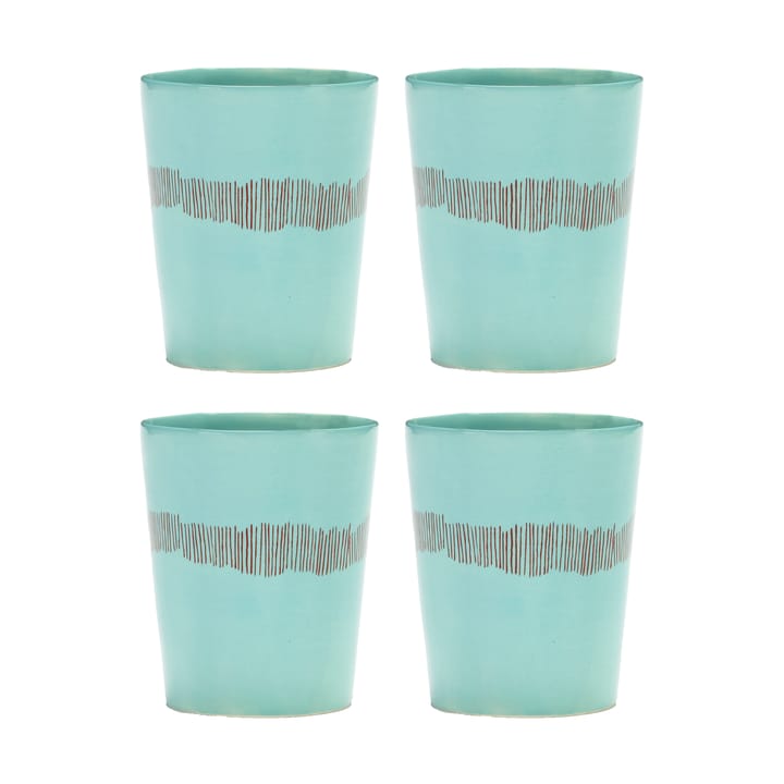 Ottolenghi Feast tea cup 33 cl 4-pack - Azure stripes-red - Serax