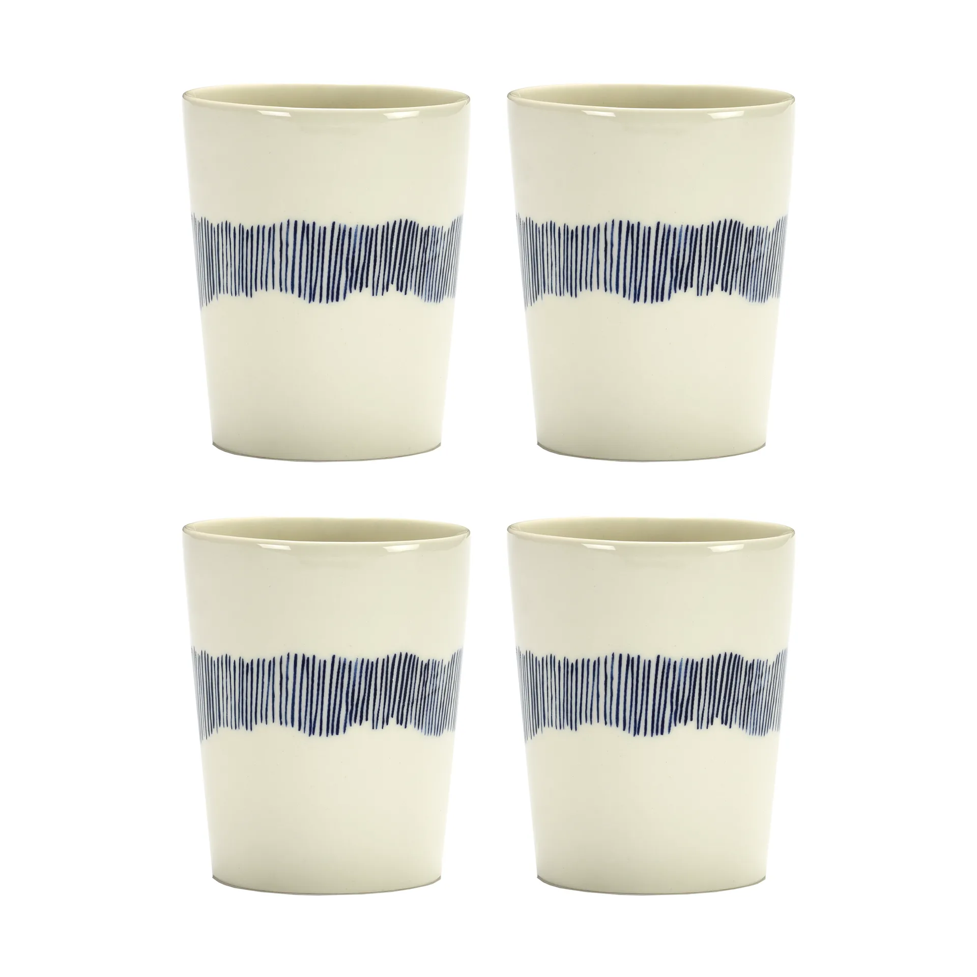 Ottolenghi Feast tea cup 33 cl 4-pack, White stripes-blue Serax