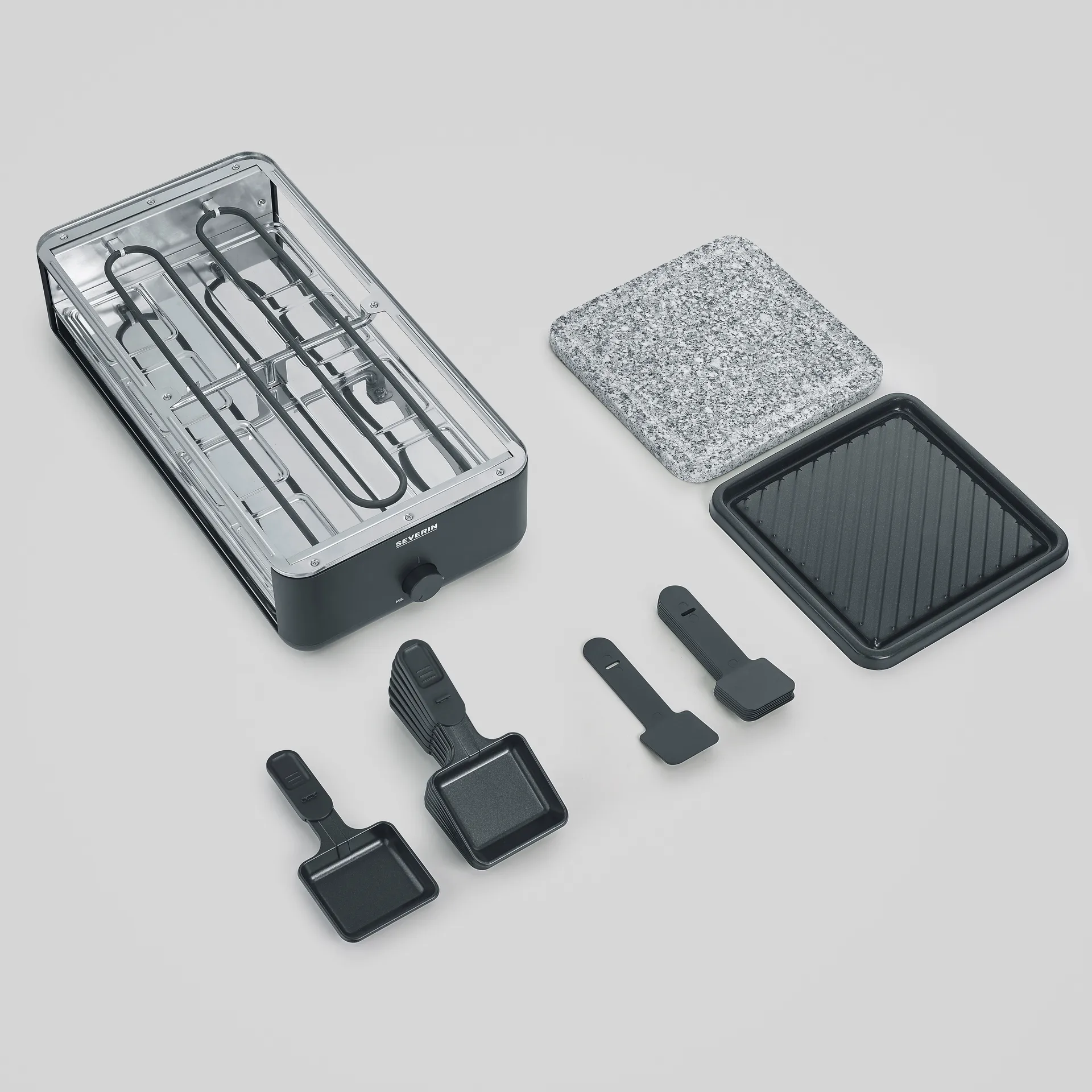 Black Line Raclette grill and stone plate RG 2366, 16 pieces Severin