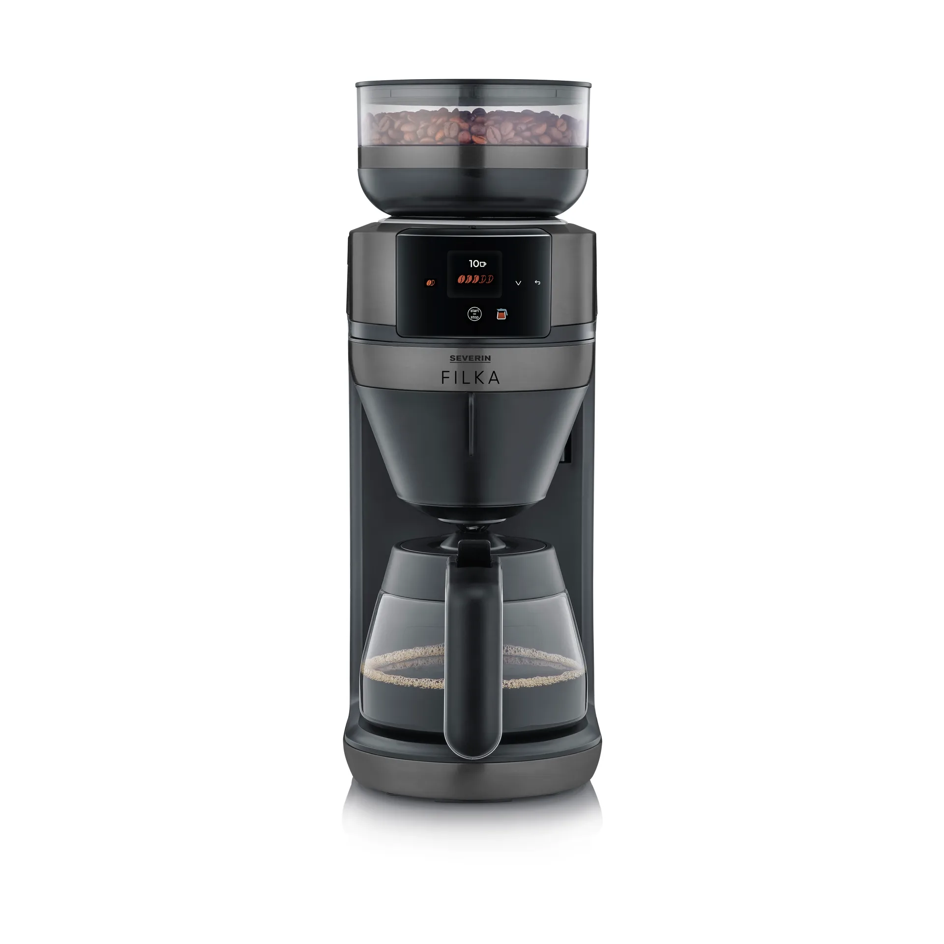 FILKA 2.0 KA 4854 fully automatic coffee maker, Dark Inox, glass carafe Severin