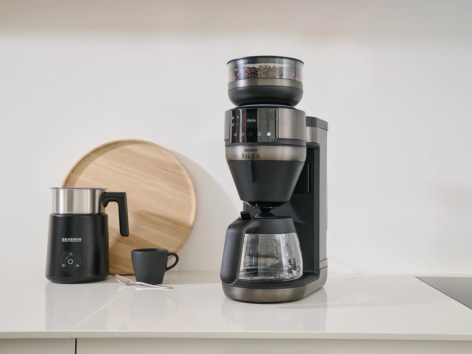 FILKA 2.0 KA 4854 fully automatic coffee maker, Dark Inox, glass carafe Severin