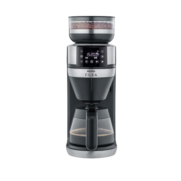 Filka KA fully automatic filter coffee maker glass carafe, Brushed steel-black Severin