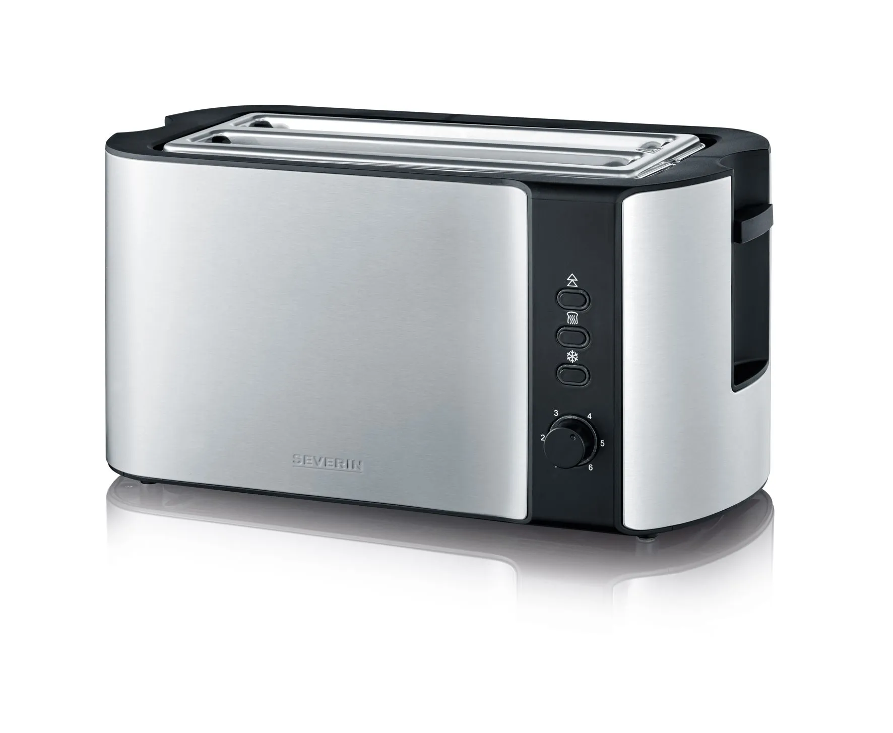 Severin AT 2590 toaster 4 slices, Brushed steel-black Severin