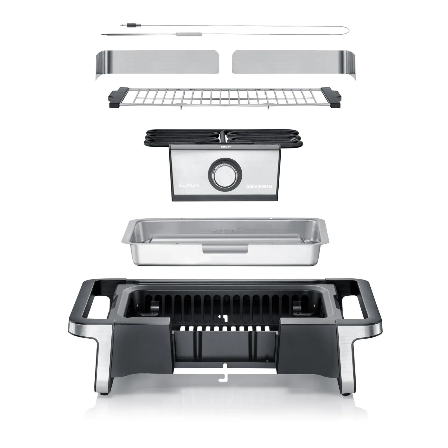 Severin PG 8117 Senoa Boost electric grill with stand, Black Severin