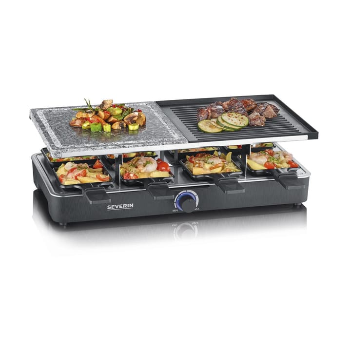 Severin RG 2376 Raclette Combo Grill/Stone 8 Pans, Black Severin