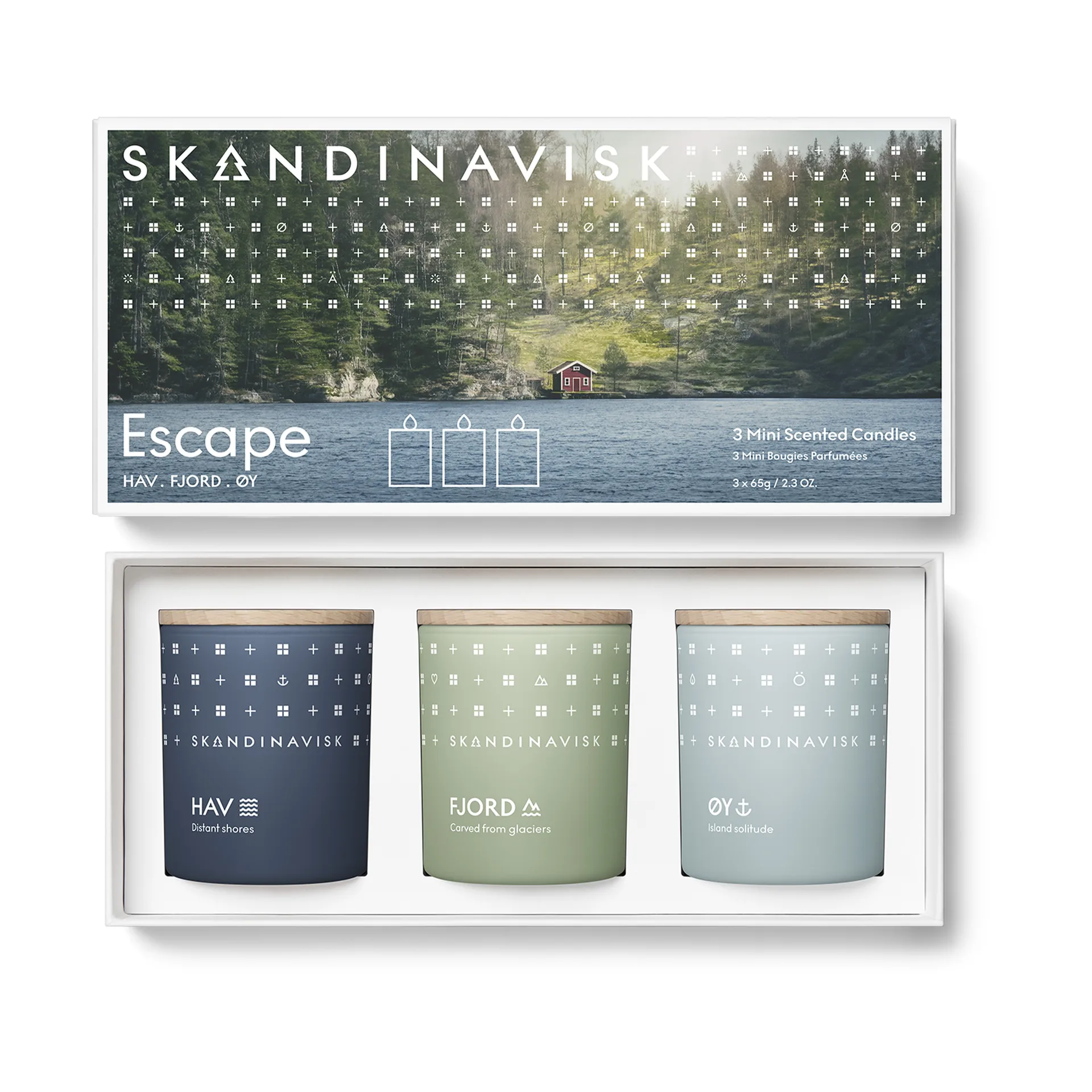 ESCAPE mini scented candle gift set 3 pieces, 65 g Skandinavisk