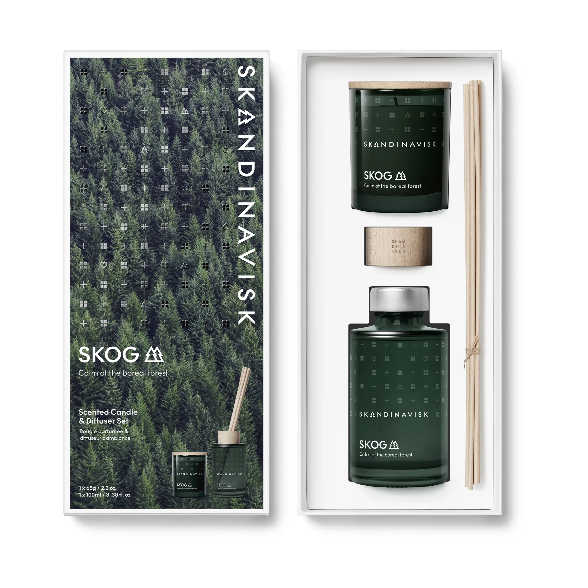 SKOG scented candle & reed diffuser, 65 g + 100 ml Skandinavisk