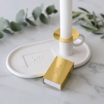 Chamber candlestick with matchbox holder - White - Solstickan Design