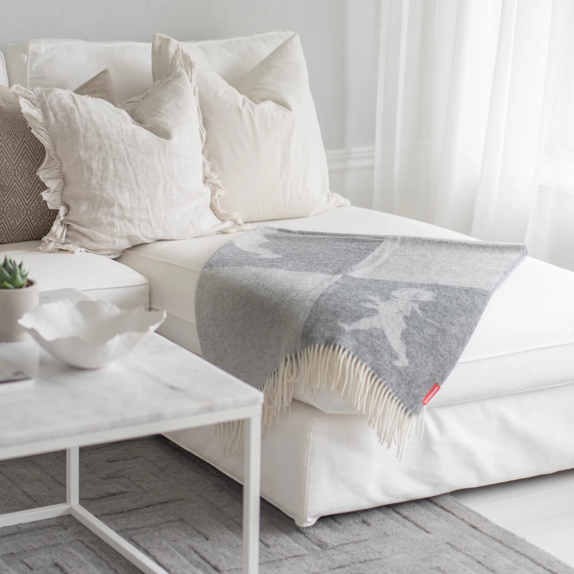 Solstickan blanket merino wool 130x170 cm, Light-grey Solstickan Design