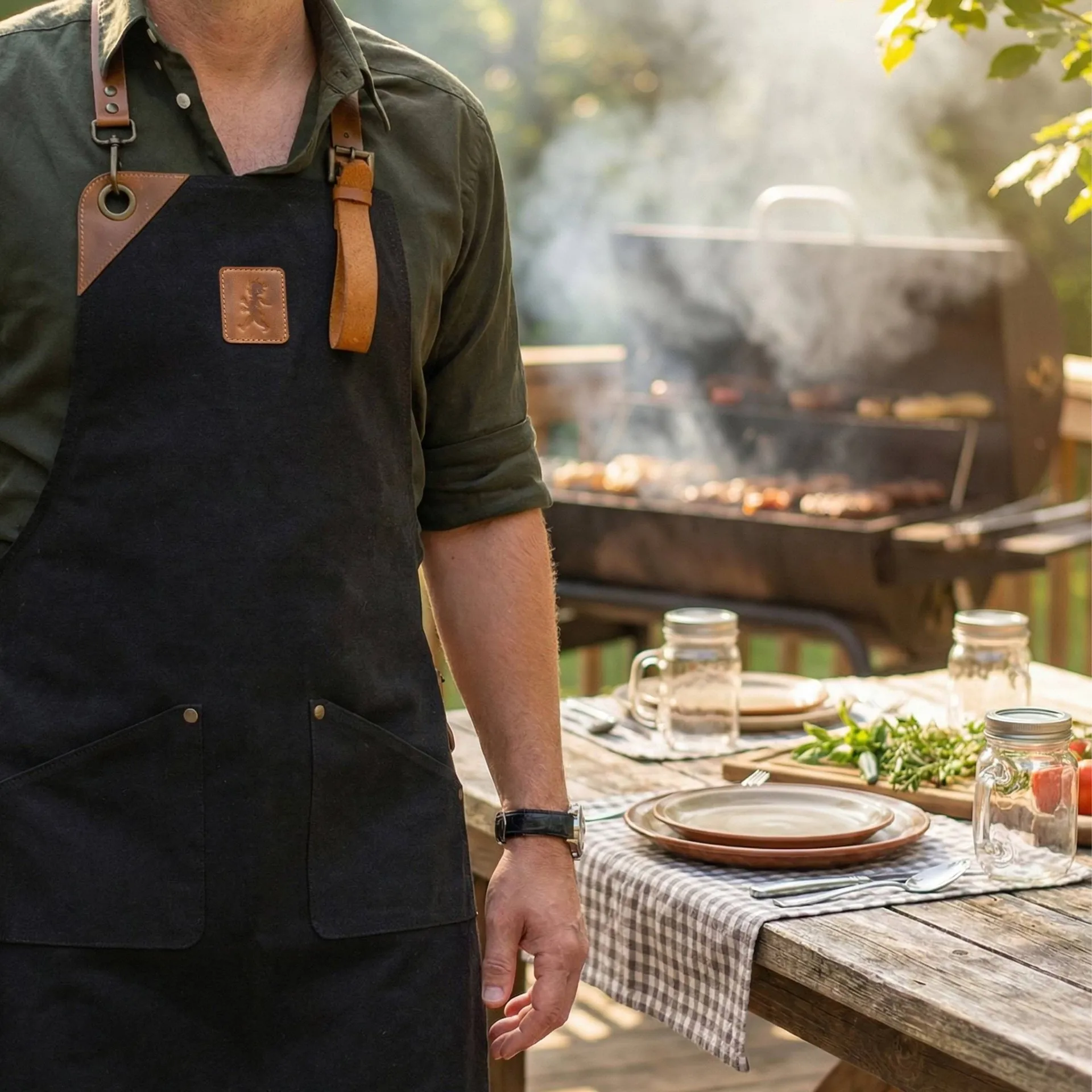Solstickan canvas apron, Black Solstickan Design