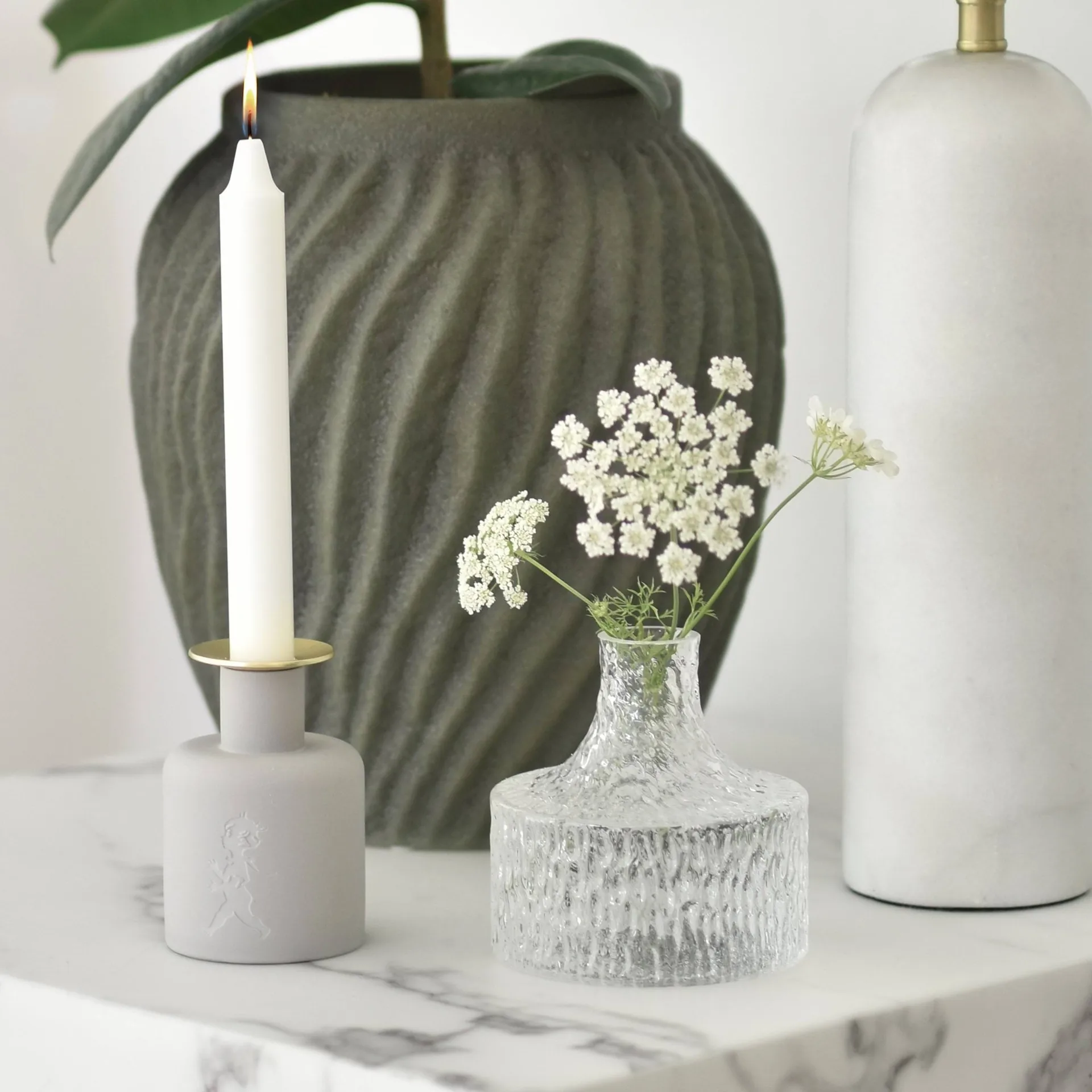Solstickan ceramic candle holder, Light grey Solstickan Design