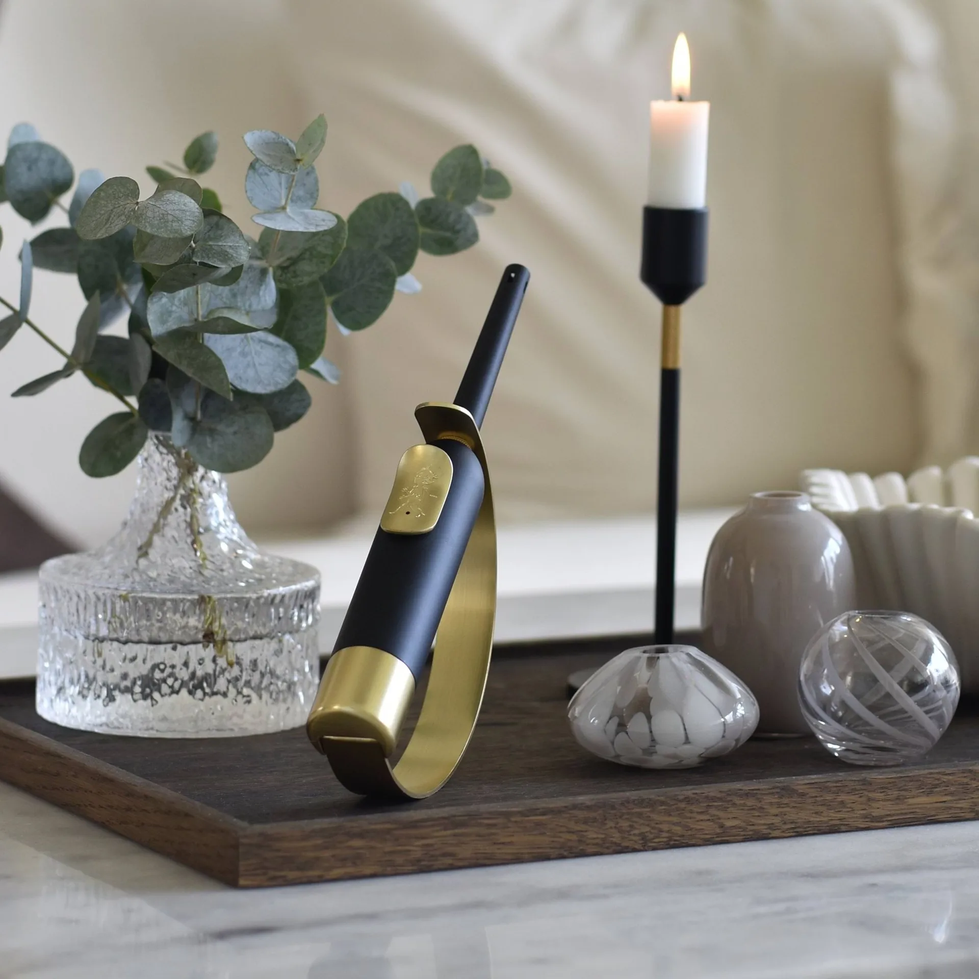 Solstickan Eldklinga lighter, Black-brass Solstickan Design