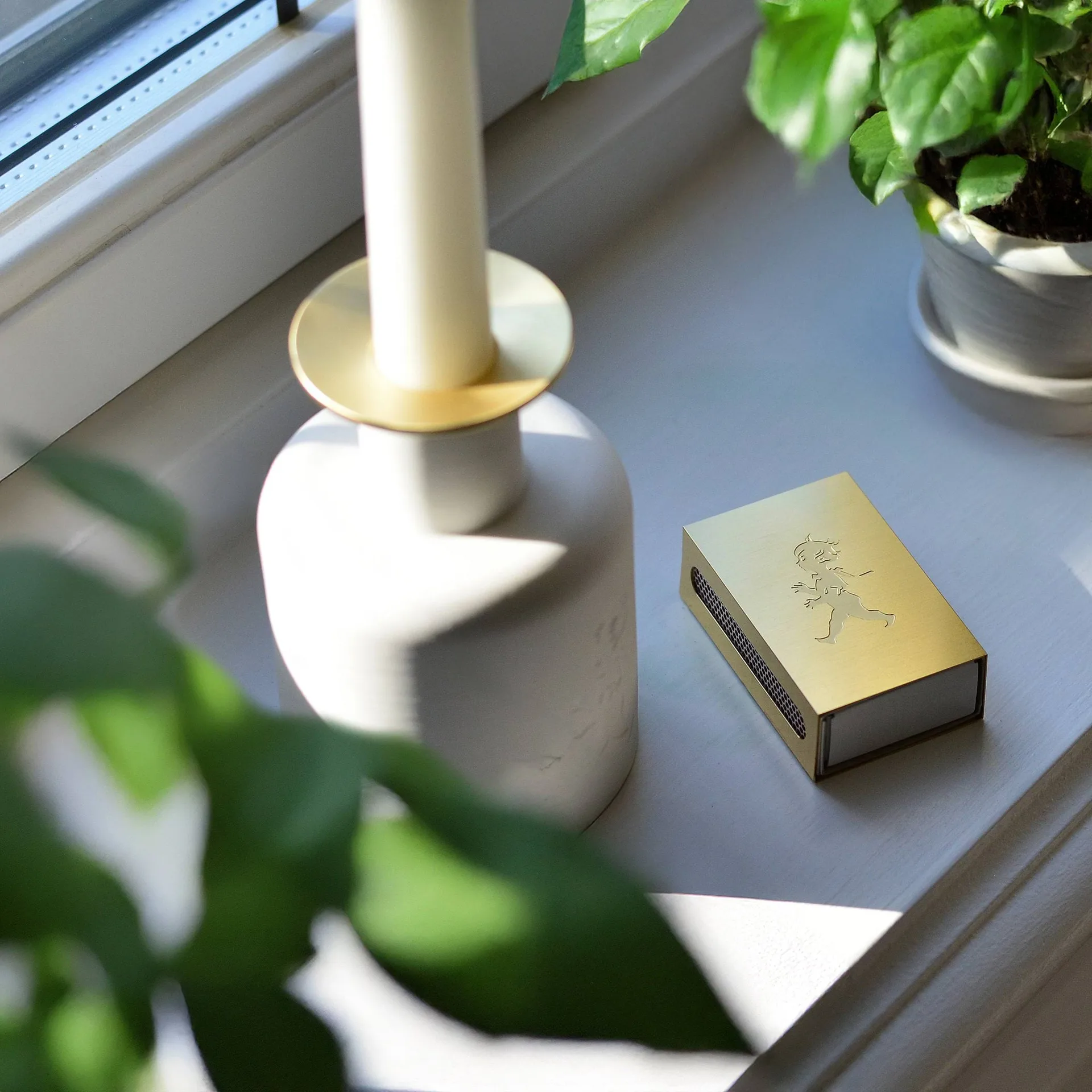 Solstickan matchbox holder, Brass, small 3.5x5.6x1.8 cm Solstickan Design