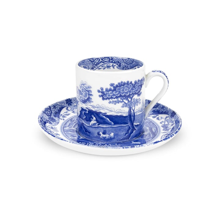 Blue Italian coffee cup and saucer, 9 cl/ 3 oz Spode