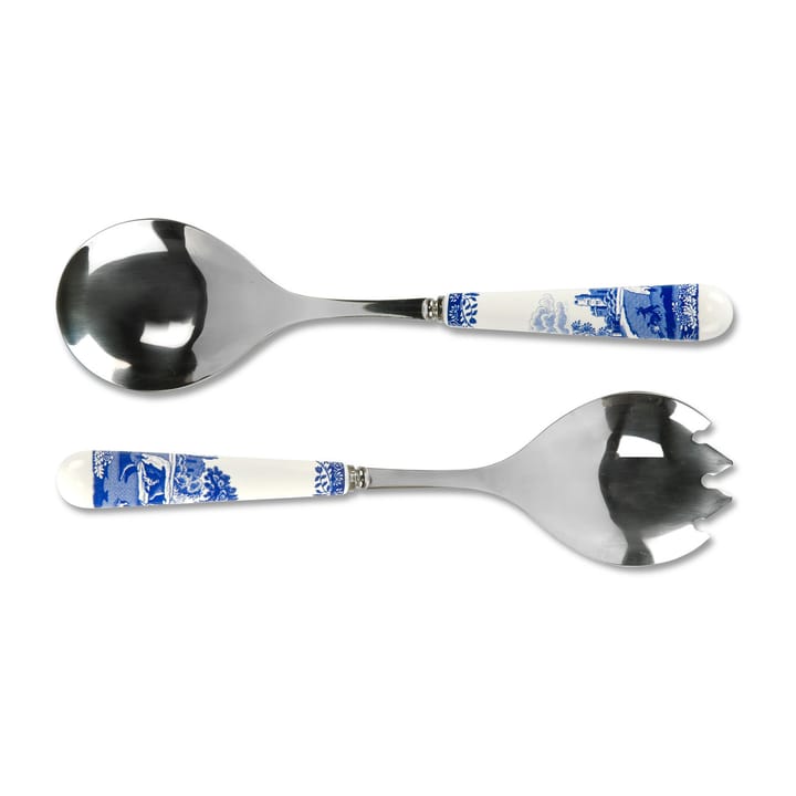 Blue Italian salad cutlery 2 pieces, Ceramic-stainless steel Spode