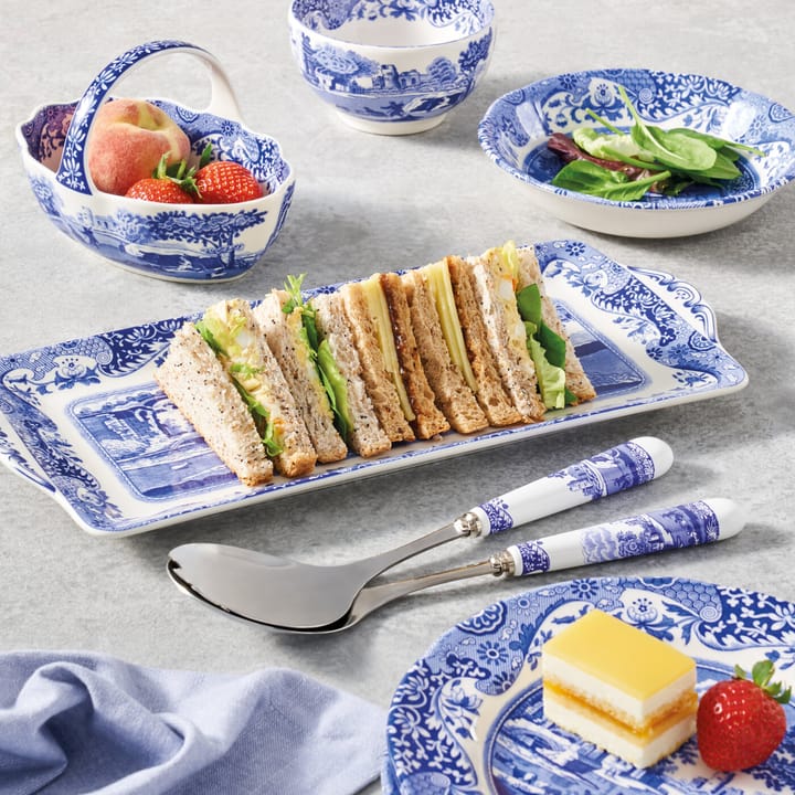 Blue Italian salad cutlery 2 pieces, Ceramic-stainless steel Spode