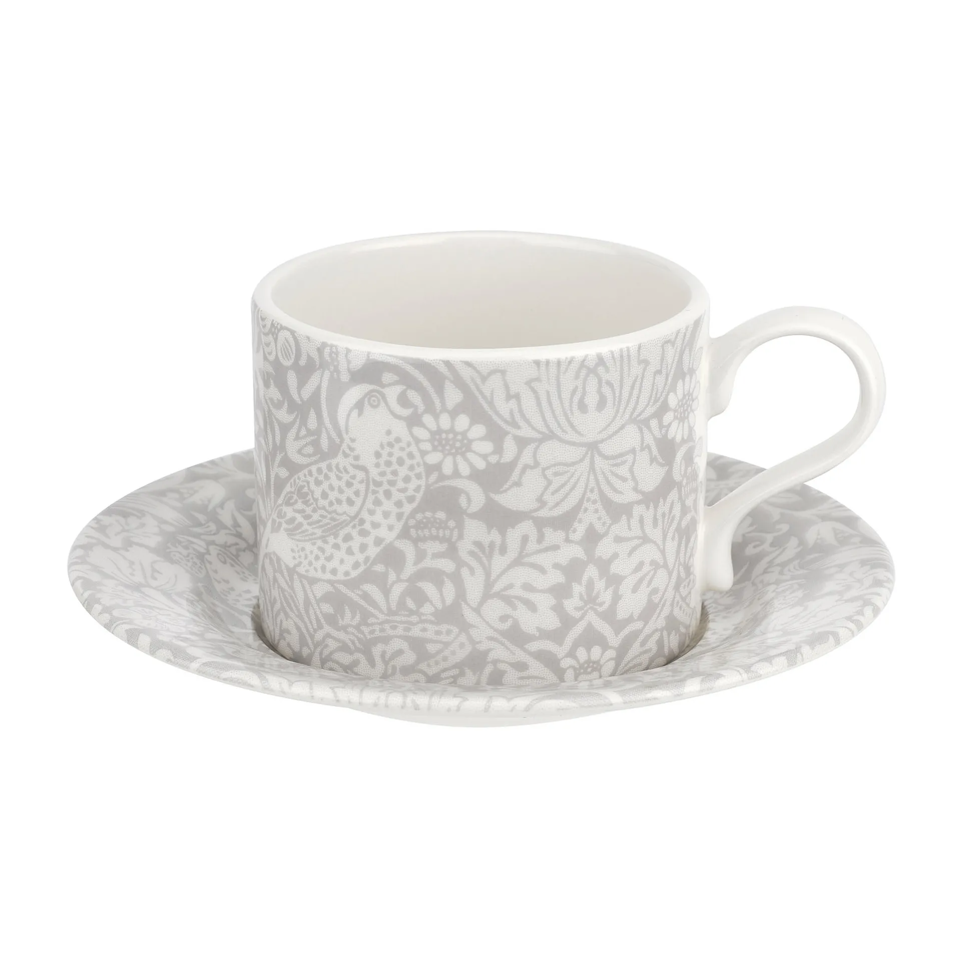 Strawberry Thief teacup with saucer 28 cl, Grey Spode