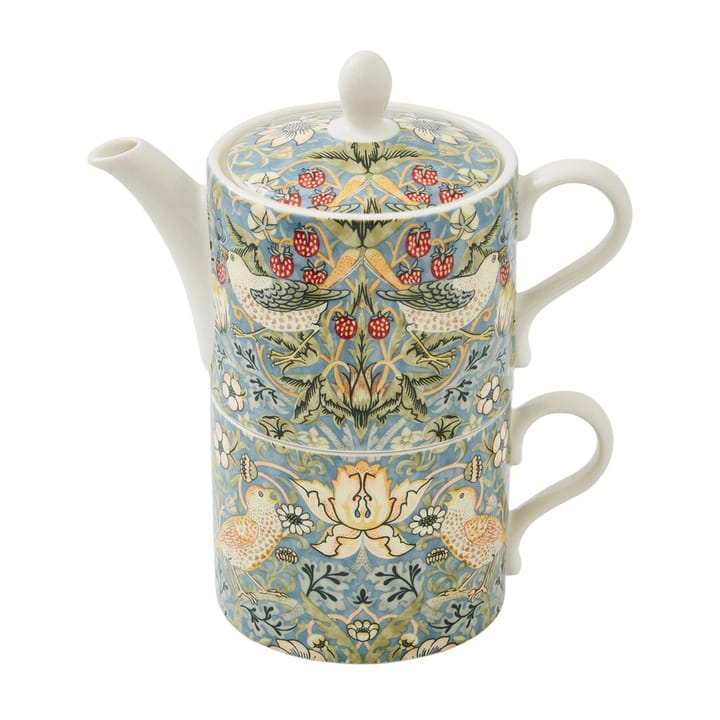 Strawberry Thief teapot and teacup, Grey Spode