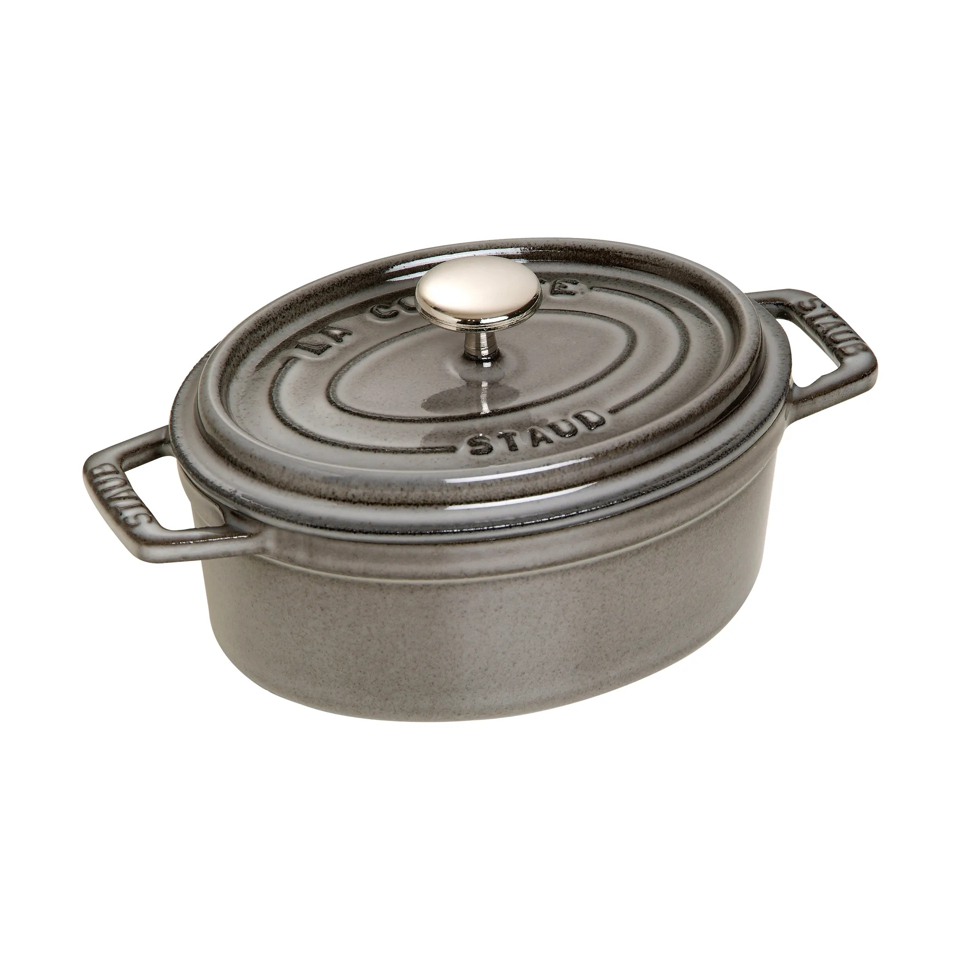 Staub La Cocotte oval cast iron pot 0.6 L, Graphite gray STAUB